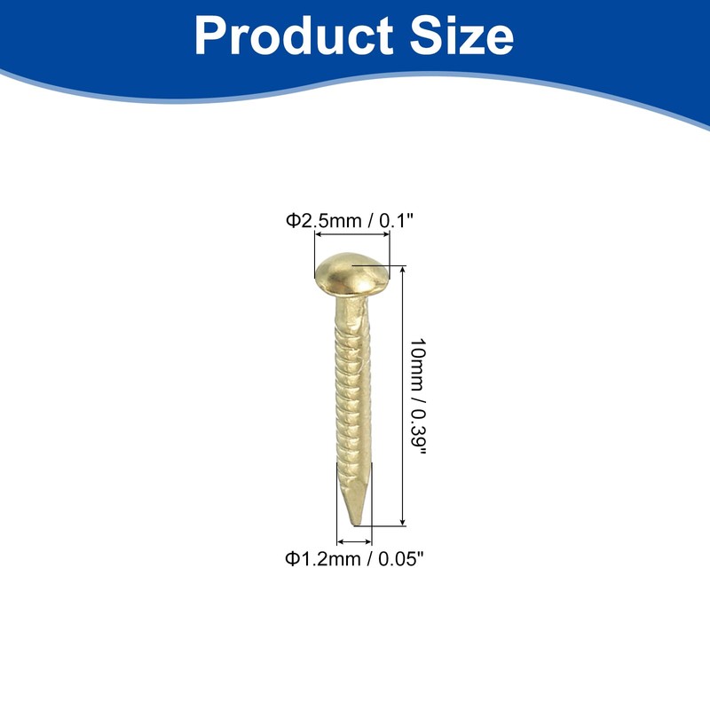 sourcing map 100Pcs Small Hardware Nails, 1.2 x 10mm Brass