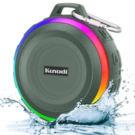 Kunodi Bluetooth Shower Speaker with IPX7 Waterproof, Dynamic Lights, Crisp Clear Sound, True Wireless Stereo, Clip(Army Green)