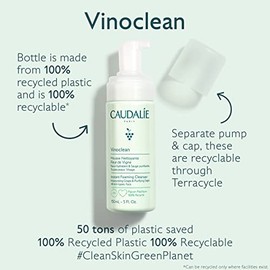 Caudalie Vinoclean Espuma Facial Limpiadora, Limpiador Diario que Limpia, Suaviza y Reduce las Rojeces - 150 mL