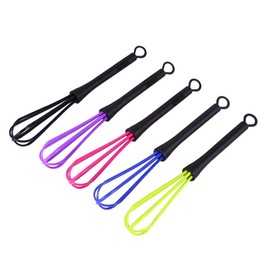 Dingln Set of 5 Mini Plastic Whisks for Hair or Kitchen, Pink, Red, Blue, Black, Purple, 18 cm