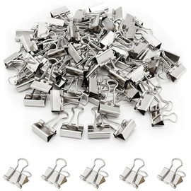 Paquete de 100 mini clips plateados para carpeta de 5/8 pulgadas (15 mm), pinzas de papel pequeñas pequeñas pequeñas pinzas de papel para oficina, hogar, escuela, negocios, 0.5 pulgadas