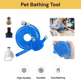 EZONEDEAL Dog Bath Brush Pro - Sprayer and Scrubber Tool in One - Indoor/Outdoor Dog Bath Supplies - Pet Grooming for Dogs with Long and Short Hair - Dog Washing Brush Hose and Dog Shower Attachment