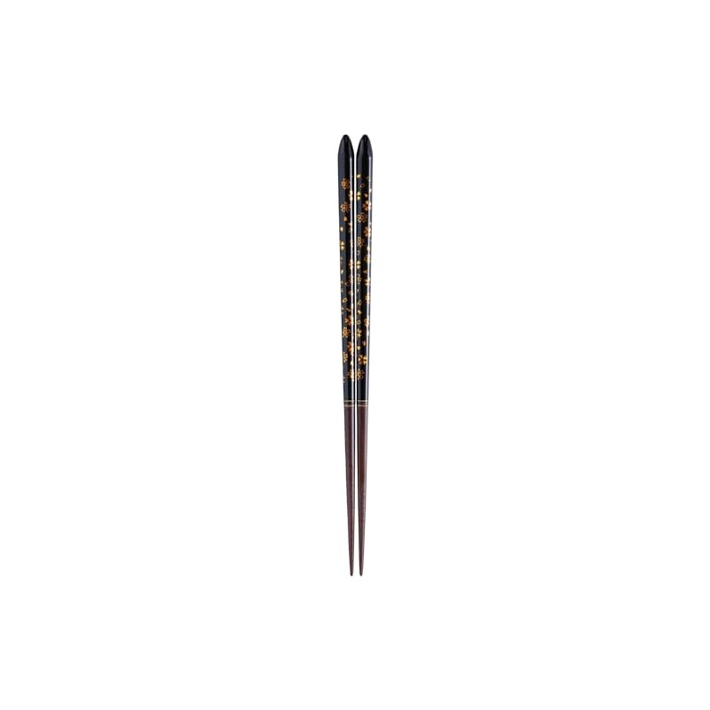 Kawai 109091 Chopsticks Wakasa Lacquer, Flower Stiffer, Black, 9.1 inches