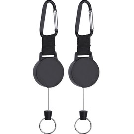 eBoot Heavy-Duty Retractable Key Chain with 25 Inch Stainless Cable, 2 Pack