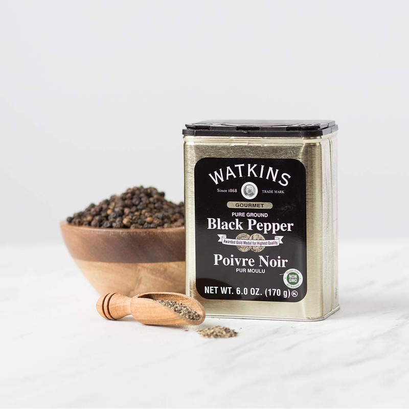 Watkins Gourmet Spice Tin, Pure Ground Black Pepper, 6 oz.
