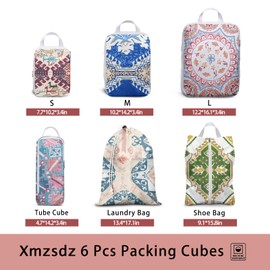 6 Pcs Compression Packing Cubes for Travel Suitcases, Waterproof Luggage Organizer Bags Set, Washable Packaging Cubes for Women Backpack Travel Perfect for Carry-Ons and Storage