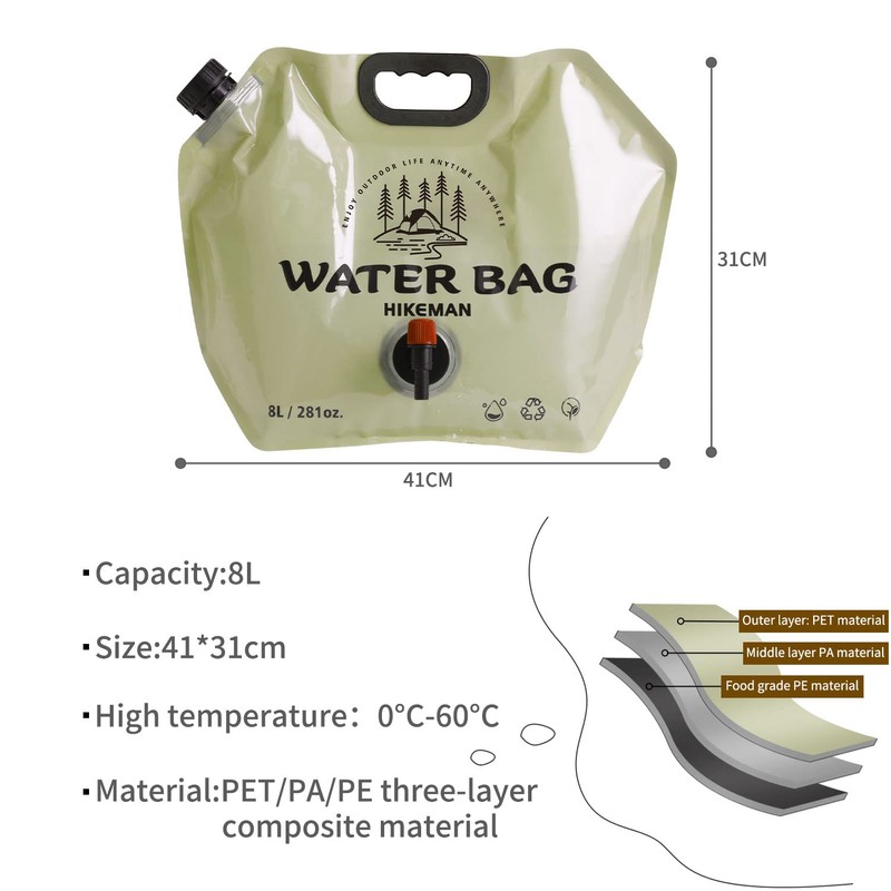 HIKEMAN Camping Water Container Bag - Collapsible Water Storage Carrier