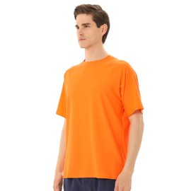 TIZAX UV Swimming Shirt Men's Short-Sleeved Swimming Shirt Rash Guards UPF 50+ Sun Protection Men's Water Sports T-Shirt Quick Drying, orange