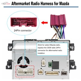 24Pin Aftermarket Wiring Harness for Mazda 2001-2019, 8Pin+8Pin Android Car Stereo Harness Adapter for Mazda CX-5 CX-7 CX-9 Mazda 2 3 5 6 MPV Miata Protege Car Radio Wiring Harness