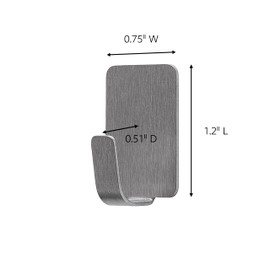 Command Small Stainless Steel Metal Hooks 8 Hooks, 10 Strips, Great for Dorm Decor