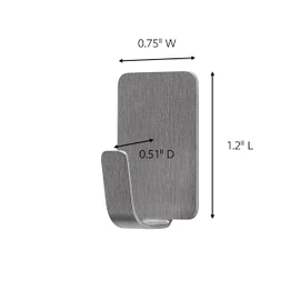 Command Small Stainless Steel Metal Hooks 8 Hooks, 10 Strips, Great for Dorm Decor