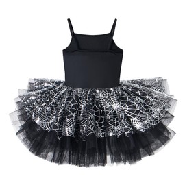 Toddler Girls Tutu Dresses Strap Shiny Tulle Ballet Leotard Ballerina Costume for Dance Spider Web 5-6Years