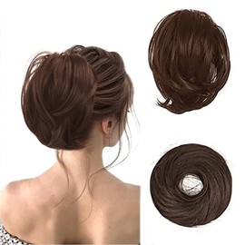 BARSDAR Hair Bun Ponytail Extension, Straight Synthetic Hairpiece Fully Short Ponytail Bun Extensions Hair Accessories Elastic Easy Scrunchie for Women