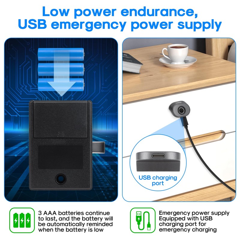 MYPIN Bluetooth Fingerprint Cabinet Lock, Intelligent Biometric Cabinet Lock, Electric
