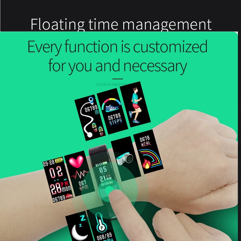 Business Fashion Color Screen Smart Bracelet Pedometer Heart Rate Monitoring