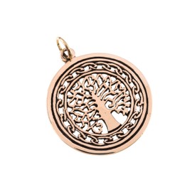 Windalf DAIMHIN Jewellery Pendant 2.8 cm Celtic Beech Bronze, Fabric jewellery bag