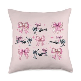 Coquette Bow Rowing Machine Rowing Workout Girl Mom Pink Throw Pillow