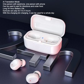 Goshyda Wireless Translator Earbuds, J4 Translation Device TWS 144 Languages Online Translation Real Time Voice Language Translator with Bluetooth and APP, Simultaneous Interpretation(White)