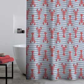 Catherine Lansfield Lobster 180x180cm Shower Curtain Panel Red
