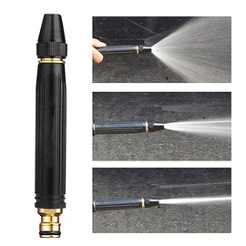 Garden Hose Spray Metal Nozzle Garden Spray Use in Car Wash Changeable Water Pressure (Black)