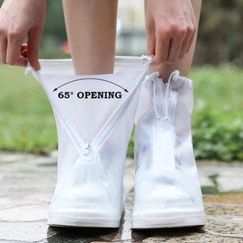 MCOLAFU Rain Cover Shoes, Waterproof Shoe Covers, PVC Shoe Covers, Reusable Non-Slip Overshoes, Rain Overshoes for Men and Women, Rain, Snow Day, Muddy Roads, White