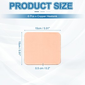 PATIKIL Copper Heatsink, 6 Pcs Copper Pad Shim IC Chipset GPU CPU Thermal Heatsink for Cooling Laptop Desktop Computer (15x15x0.5mm)