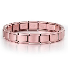 Starter Bracelet Matte Rose Pink Purple Lavender Silver Gold 9mm Italian Link Charm Compatible With Nomination Bracelet (Matte Rose Gold Pink)