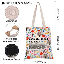 BDPWSS Montessori Teacher Gift Daycare Provider Appreciation Gift ECE Teacher Tote Bag Special Education SPED Teacher Gift (Early educator noun TGCA)