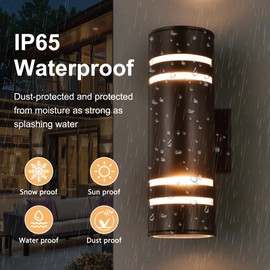 Housen Solutions Outdoor Wall Lights 2 Pack, Modern Exterior Lighting Fixtures IP65 Waterproof, Up Down Outside Lights for House Porch, Bronze