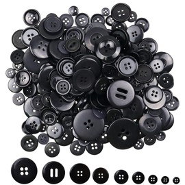 Black Resin Buttons for Crafts, Mixed Sizes Button for Sewing, Crafting, Painting, Handmade and DIY