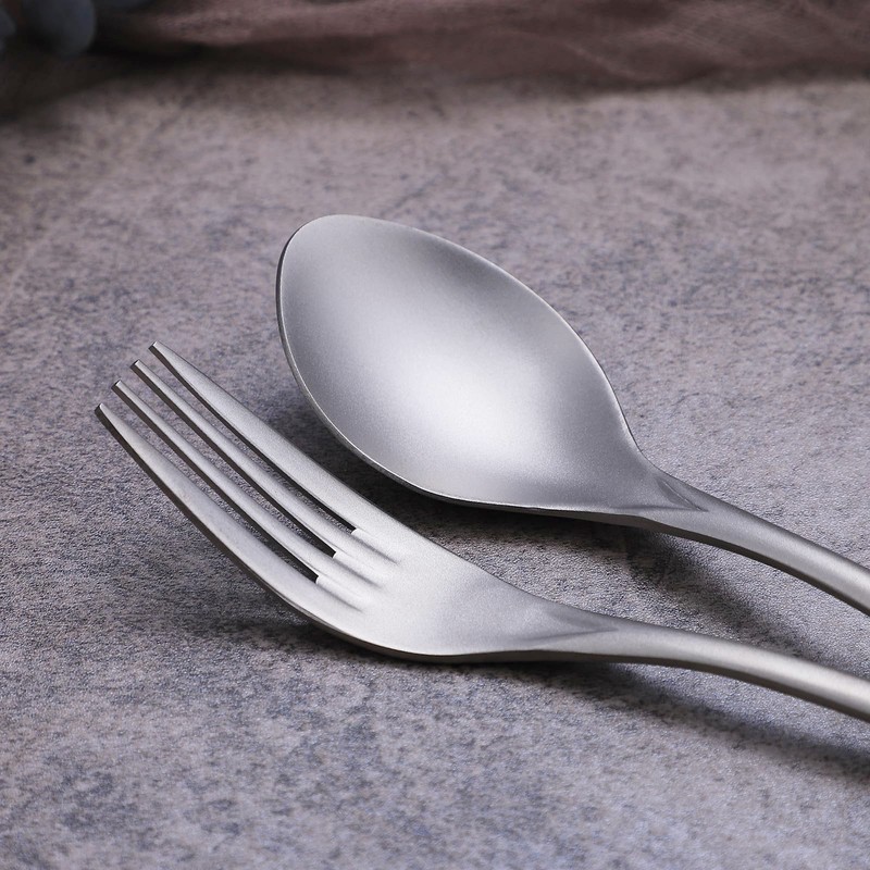 Zerophilo Titanium Cutlery Set, Lightweight Flatware, Modern Design, Dishwasher Safe,