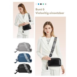 ferlord Women's Leather Shoulder Bag, Bum Bag, Women's Stylish Crossbody Bag with 3 Compartments, Small Modern Handbag, Women's Shoulder Bag with Wide Shoulder Strap, Elegant, Black (black-B)