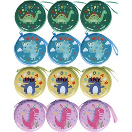 Billetera infantil Mini billetera bolas de dibujos animados estampado dinosaurios, diseño cremallera, adecuada para niños, adolescentes, viene llavero (Motivos de dinosaurios A)