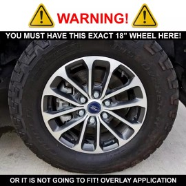 Coast2Coast International (CCI) Black Clip On Skin Covers 4PC FOR 2018-2020 Ford F-150 XLT 18" Wheel Rim