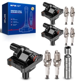 KAX OEM Performance Set of 3 UF137 Ignition Coil Pack & Iridium Spark Plugs w/Magnetic Socket for Benz E320, C230, C280, S320, SL320, 300E, 300CE, 300TE, C36 AMG 1993-1997 2.8L 3.2L