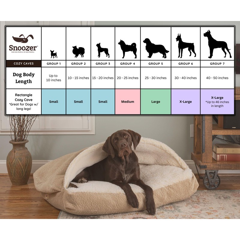 Snoozer Pet Products Luxury Rectangle Cozy Cave, Wag Collection, Medium,