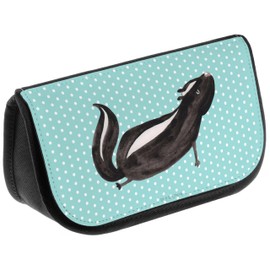 Mr. & Mrs. Panda Cosmetic Bag Skunk Yoga Gift Cosmetic Bag Life Toiletry Bag Makeup Bag Wild Animal Makeup Bag Skunk, turquoise, Hand Drawn