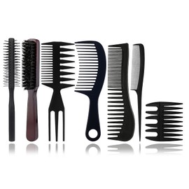 WhaleO 7 Piece Comb Set Styling Comb Men Comb Men's Hair Comb Women Comb for Curls Hairdressing Comb Handle Comb Hair Brush Men's Beard Comb Wide Hair Comb Hairdressing Accessories