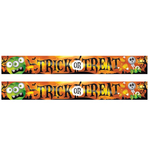 Beistle 2 Piece Metallic Plastic Trick Or Treat Banners Shimmering