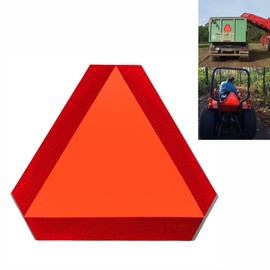 MOXRUQ Slow Moving Vehicle Sign Sticker, 14" x 16" Slow Moving Vehicle Triangle Sign Full Reflective Sticker, Self-Adhesive Safety Triangles Decals, Universal SMV Sign for Cars Trucks Golf Cart (Red)