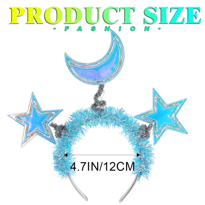 GENBREE Light Up Moon Headband Glowing Stars Headpiece Rave Party