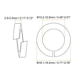 sourcing map 15 Pcs Spring Lock Washer, M12 Split Lock Washer Assortment 316 Stainless Steel Lock Washers for Screws Bolts Nuts, Silver