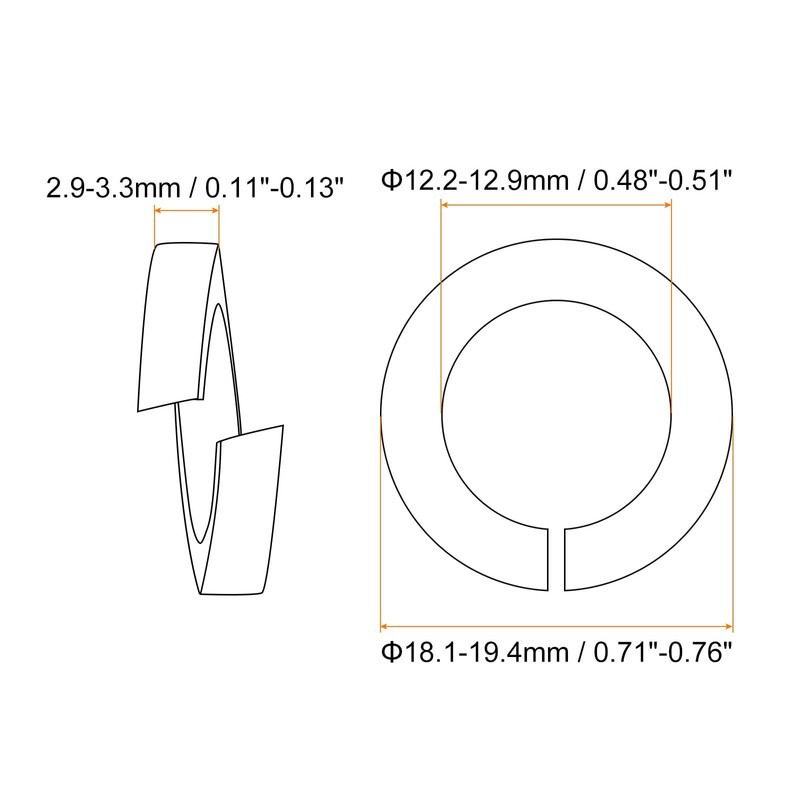 sourcing map 15 Pcs Spring Lock Washer, M12 Split Lock