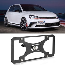 Front Bumper License Plate Mount Compatible with Volkswagen GTI/Golf R 2015-2017, No Drill Front License Plate Frames Tow Hook License Plate Bracket Holder Mounting Kit Car Accessories