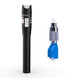 Visual Fault Locator + FC/LC Connector Kit 30mW 30KM, VFL Include Single Mode 9/125um FC Male to LC Female Adapter, Red Light Pen for Network Fiber Cable Test, Fiber Optic Source Tester Detector Meter