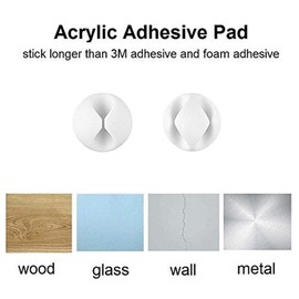 White Cable Tidy Clips, U-Horizon 12 Pack Long Lasting Cable Drop Organizer, Cord Management System, Desktop Wire Holder, Hider for Computer Or Mouse Cord, Home Office, White