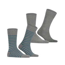 ESPRIT Men's Fine Stripe Socks Breathable Sustainable Organic Cotton Reinforced Men's Socks Striped Durable Allrounder for Business Everyday Cotton Stockings Multipack 2 Pairs, Grey (Marengo 3391)