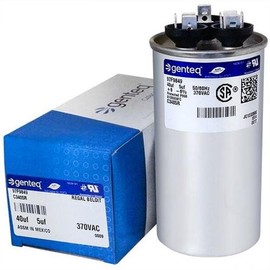(2) Pack - GE/Genteq Z97F9849 97F9849-40 + 5 uf MFD 370 Volt VAC Genteq Replacement Round Dual Run Capacitors