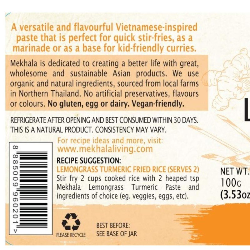 Mekhala Organic Gluten-Free Asian Cooking Paste Lemongrass Turmeric Paste