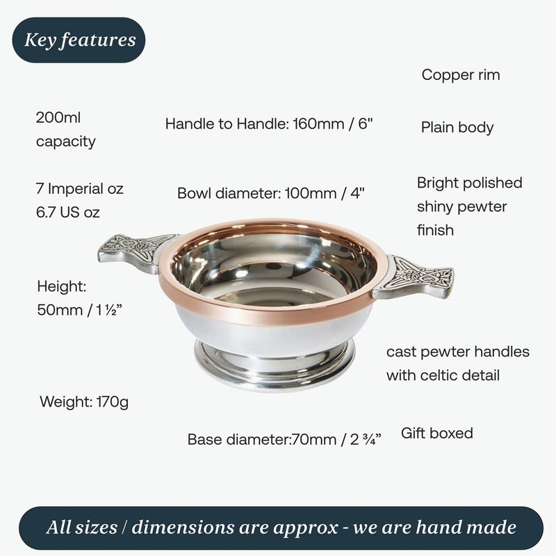 Wentworth Pewter - Medium Pewter and Copper Quaich Whisky Tasting